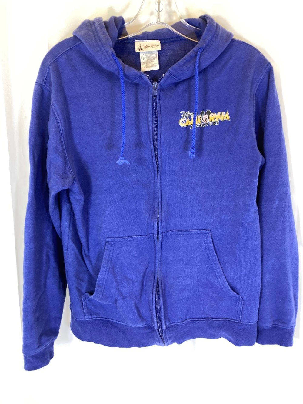 Disney California Adventure Zip Hoodie Sz M Blue Attraction Icons Unisex